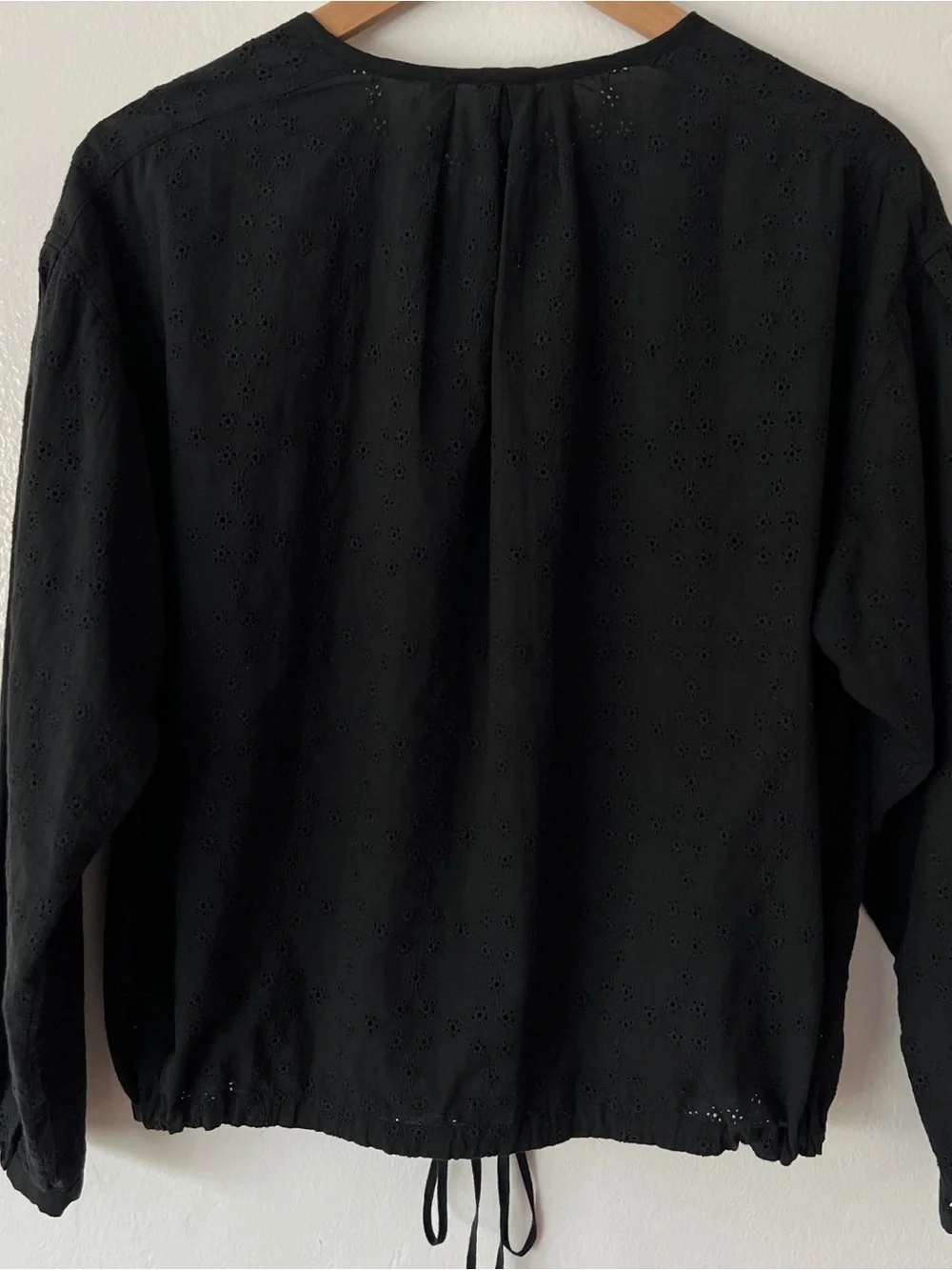 Free People Black Eyelet Button-Down Blouse
